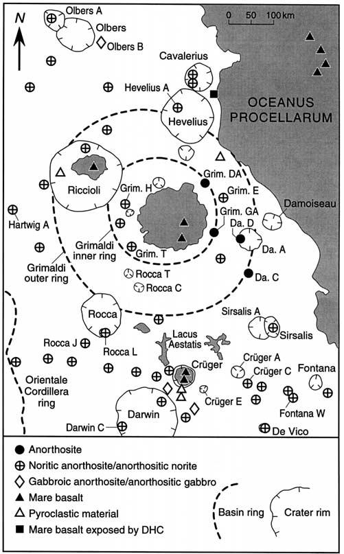 HAWKE ET AL.: LUNAR ANORTHOSITE 4-5 (or peak) ring of the Grimaldi basin.