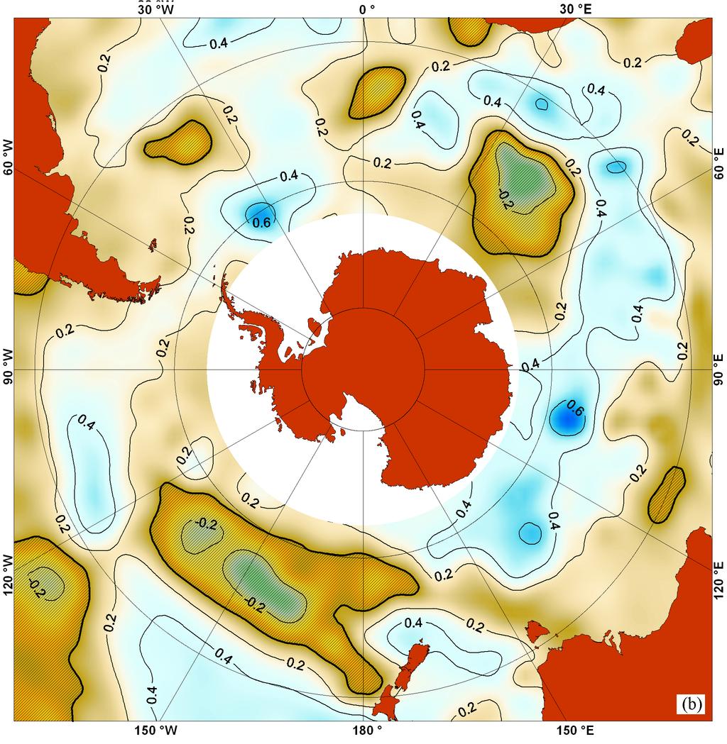 Figure 3. Continued. ern part of the Argentine Basin, southward of the Cape Basin and the middle part of the Southeast Indian Ridge the rate of the sea level change is more than 0.11±0.03 cm yr 1.