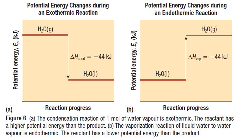 You can also represent the enthalpy change of a reaction using a potential energy diagram. In a chemical reaction, both reactants and products have potential energy.