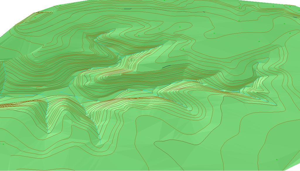 Figure 1. Three dimensional surface model of a landform that has achieved geomorphic stability when drainage density, channel geometry, complex slope profiles have been optimized.