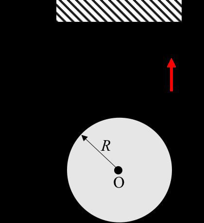 Part D (2 points): Given: The center of the disk shown below is known to have a downward acceleration. Assume that the cable does not slip on the homogeneous disk.