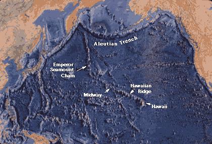 5. The Plate-Tectonic Map of the Circum-Pacific Region (NE and NW quadrants) and the color photo of the Pacific Ocean (at right) show the Hawaiian Islands and the other islands and seamounts