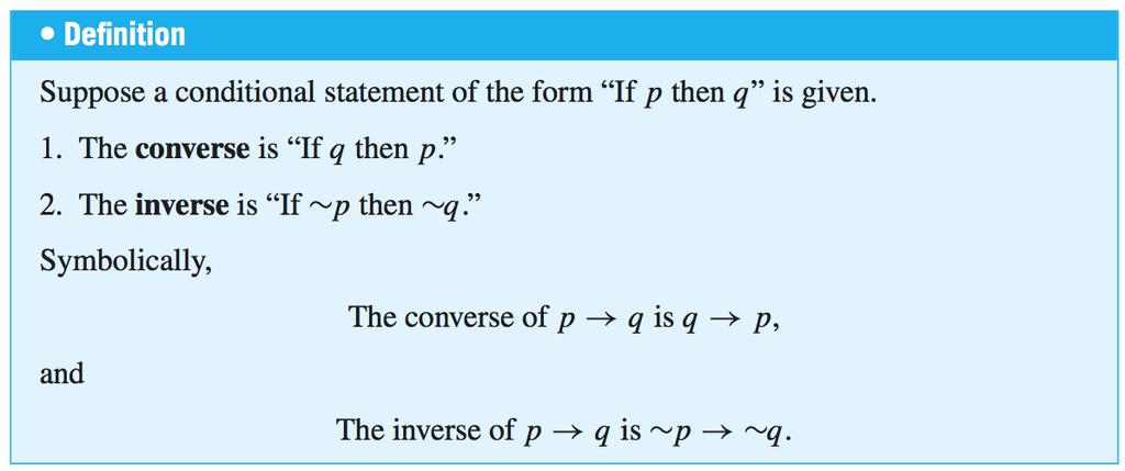 Converse and Inverse of a Conditional Statement 13 Converse and Inverse of a Conditional Statement If my lecture is at TEC109 then I cannot buy coffee Converse: If I cannot buy coffee then my lecture