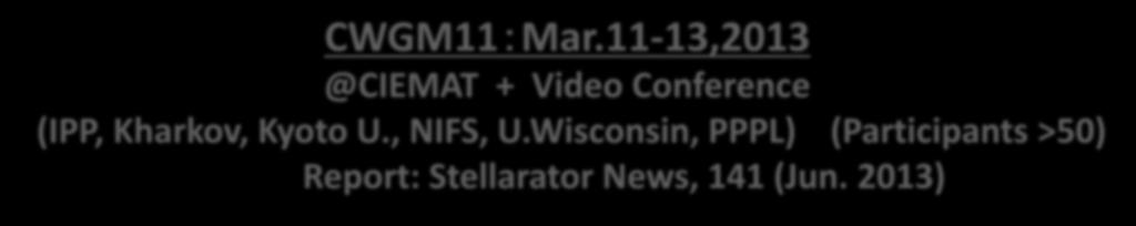 Wisconsin, PPPL) (Participants >50) Report: Stellarator News, 141 (Jun.