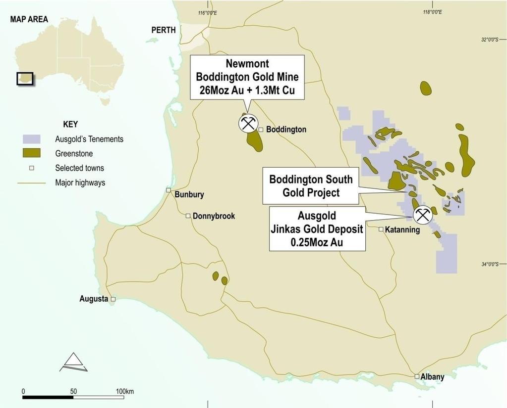 Slide 3 BODDINGTON SOUTH GOLD PROJECT Location Easy Access Less than 2 hours drive from Perth All-weather roads across project area Public airport nearby Mild climate allows year-round