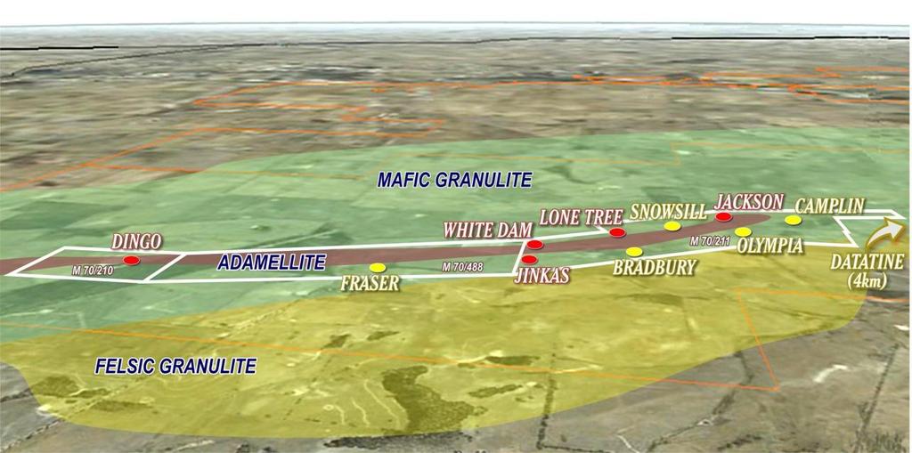 Slide 8 BODDINGTON SOUTH GOLD PROJECT Near-mine exploration Gold mineralisation and anomalism recorded along entire length of the granite 27,000m air core drill program designed to delineate