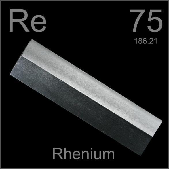 Background Rhenium (General): was the last naturally occurring element discovered (1925) used for high octane gasoline production and high temperature super alloys in jet engines the U.S.
