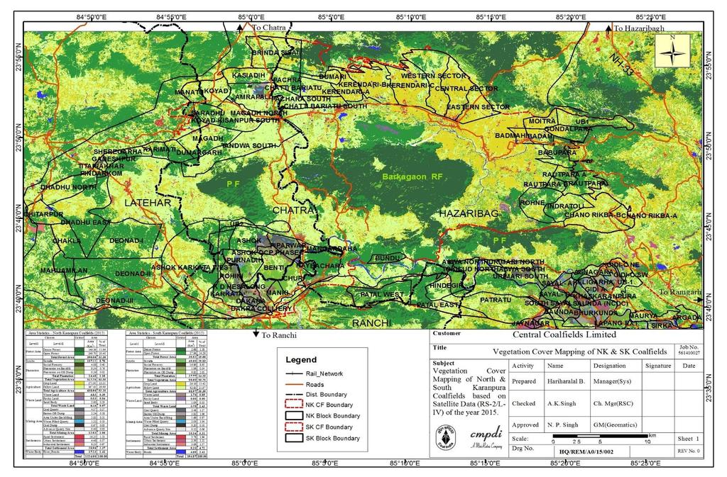 Plate 2 : Land Use/ vegetation Cover Map of Karanpura CF based on IRS