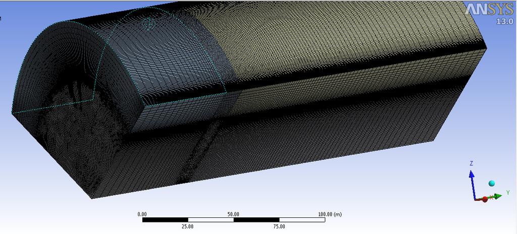 2: Computational mesh for the CFD simulation The boundary conditions for the domain are shown in the following figure.