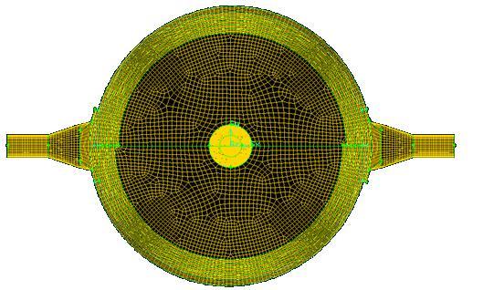 Fig. 7.1. Meshed cross sectional view of the Spiral plate Heat Exchanger grid. 7.2.