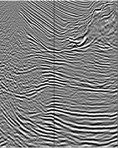 Figure 4 Results from a FWI project with the starting model from tomography on the left and the FWI model on the right.