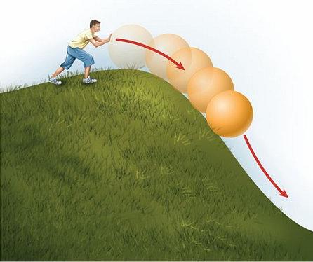 Acceleration Think about a ball rolling down a hill Does