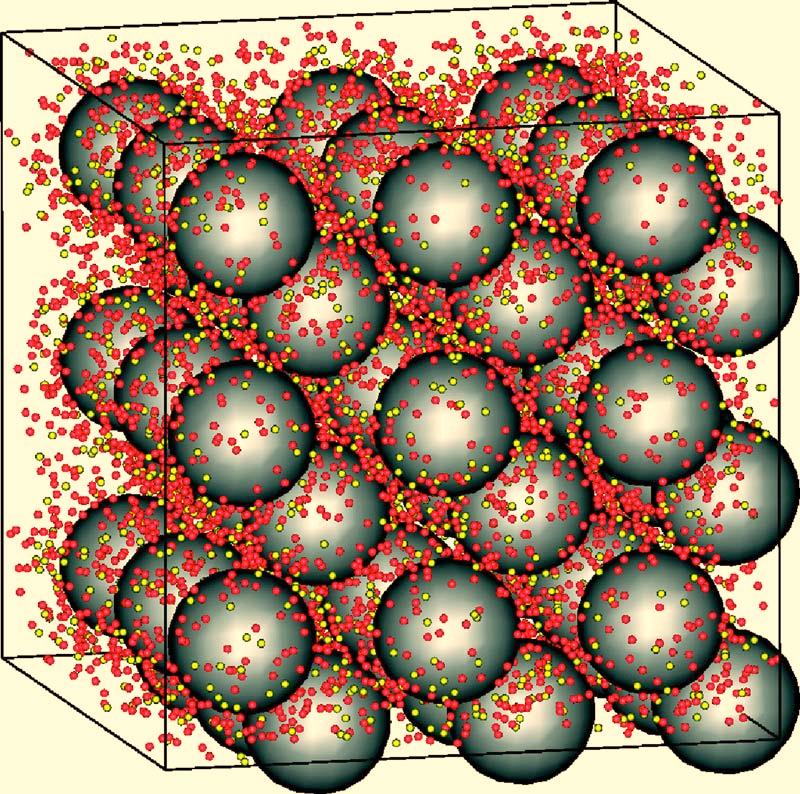 244902-7 Melting line of charged colloids J. Chem. Phys. 123, 244902 2005 FIG. 7. A snapshot of a bcc crystal with N=54 colloids at packing fraction =0.34 and reservoir screening length =5.