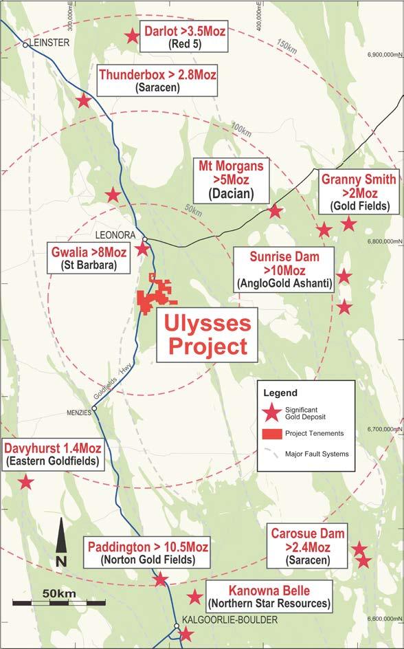 Ulysses Project Summary Exceptional location just 30km from Leonora in a world-class mining district Successful open pit/toll-treatment mining campaigns completed in past 12 months Positive Scoping