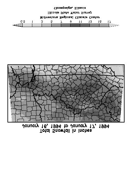 This graph illustrates the snow totals from the mid-january snowstorm of 1994. This event gave Louisville almost 17 inches over a 24 hour period.