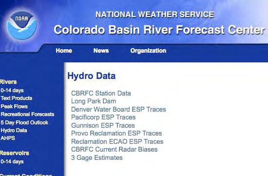 CBRFC currently provides raw ensemble time series forecasts to several