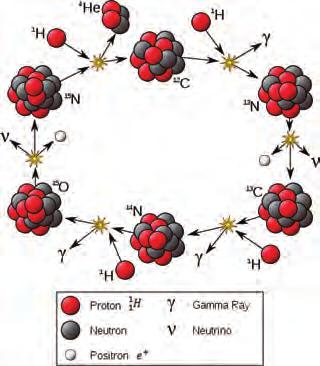 Fusion in Stars In stars, there are two main different cycles of nuclear fusion. These are called the proton-proton chain reaction (PP) and the Carbon-Nitrogen-Oxygen Cycle (CNO Cycle).