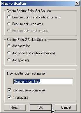 units (metric in this case) Feature Objects Map>Scatter Include Feature Pts and vertices