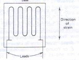 Strain Gauge The strain gauge is an example of a passive transducer that uses electric resistance variation in wires to sense the strain produced by a force on wires.