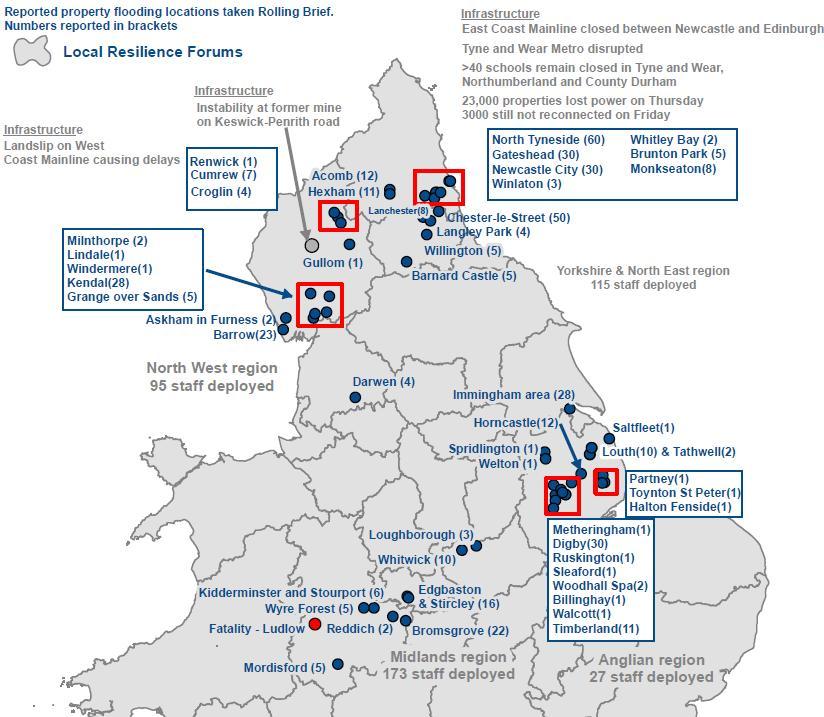 Flood Events Midlands and Newcastle