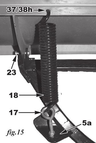 The strap should feed over top of the barrel of the winch toward the front and down to the attachment point on the A frame. (fig.13). The U-bolt should not be tightened fully.