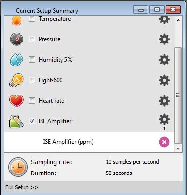 6. Click Full Setup, located at the bottom of the Current Setup Summary window to set which ISE electrode you are using and to program the data logger s