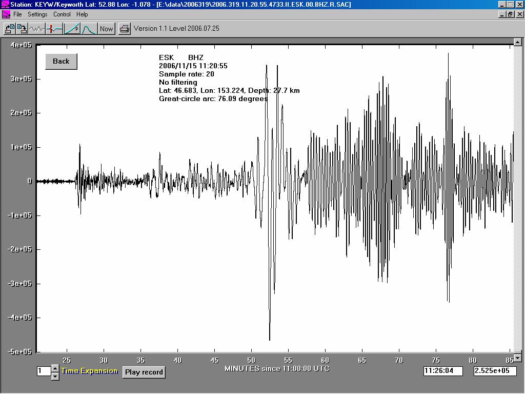 You can now decode the seismogram that you have recorded or downloaded Note that if you are looking at horizontal ground motions the initial P waves do not always show up well.