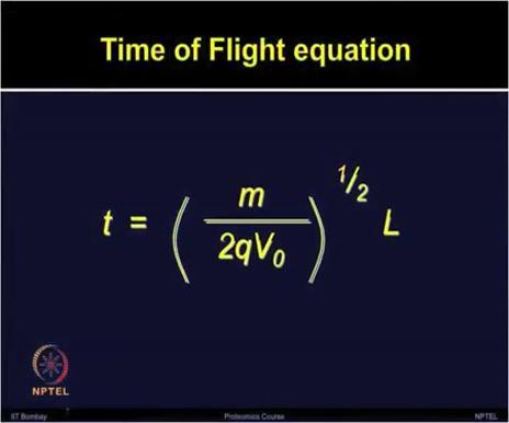 (Refer Slide Time 12:56) The Time of Flight of a charged ion can be calculated by using the equation