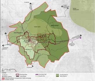 neighboring areas. The official planning boundary is comprised of 25 wards from Arusha City Council, 9 wards from Arusha District Council and 11 wards from Meru District Council.