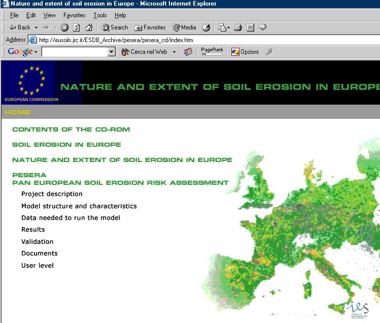 European Soils by theme: Soil Erosion Place to make available information about Soil themes CD-ROM: Nature & Extent