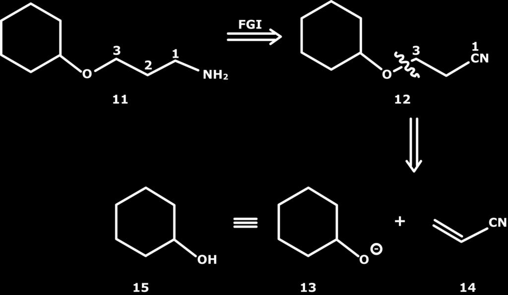 Compound (8) is an example of 1,3-functionalized molecule. The retrosynthetic analysis of (8) shows that it can be synthesized from the reagent, unsaturated carbonyl compound (10).