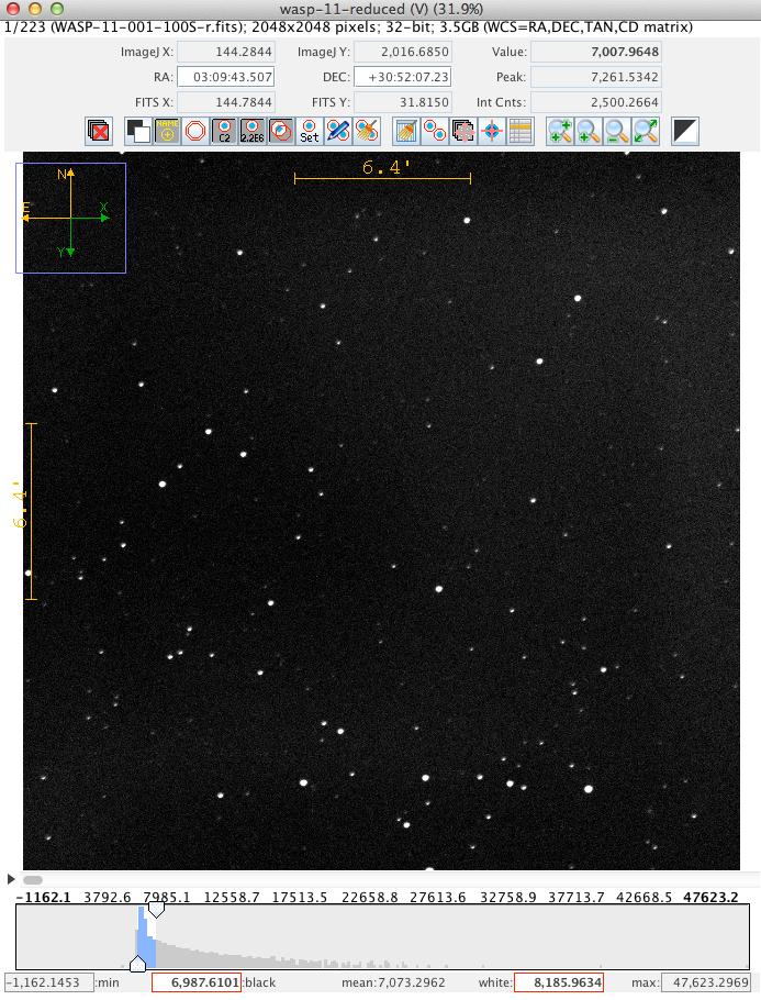 To figure out which star is our target, WASP- 11, use the Tapir finding chart tool: http://astro.swarthmore.