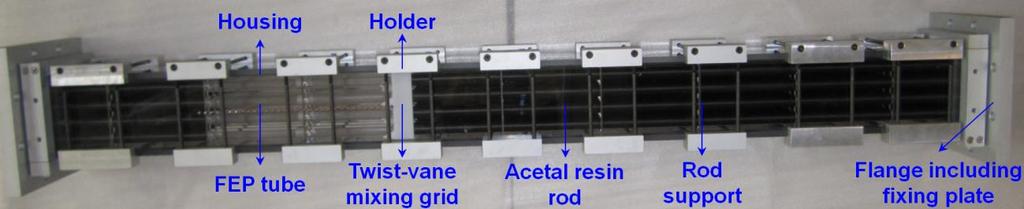 system in the center and rod-to-rod gap of the central subchannel. The LDV measurements were taken from 1.6D (40 mm) to 9.1D (230 mm) downstream of the vane grid.