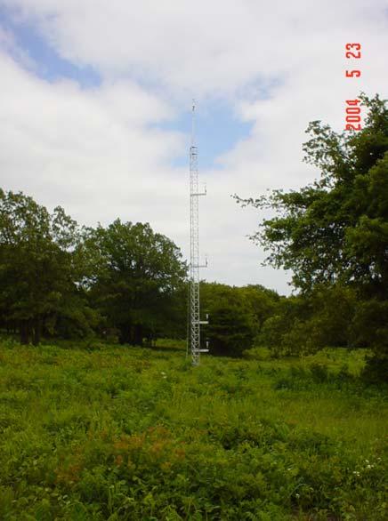 Fig. 7: Photos of the Micronet tower with 5 levels of sonic anemometer measurements.