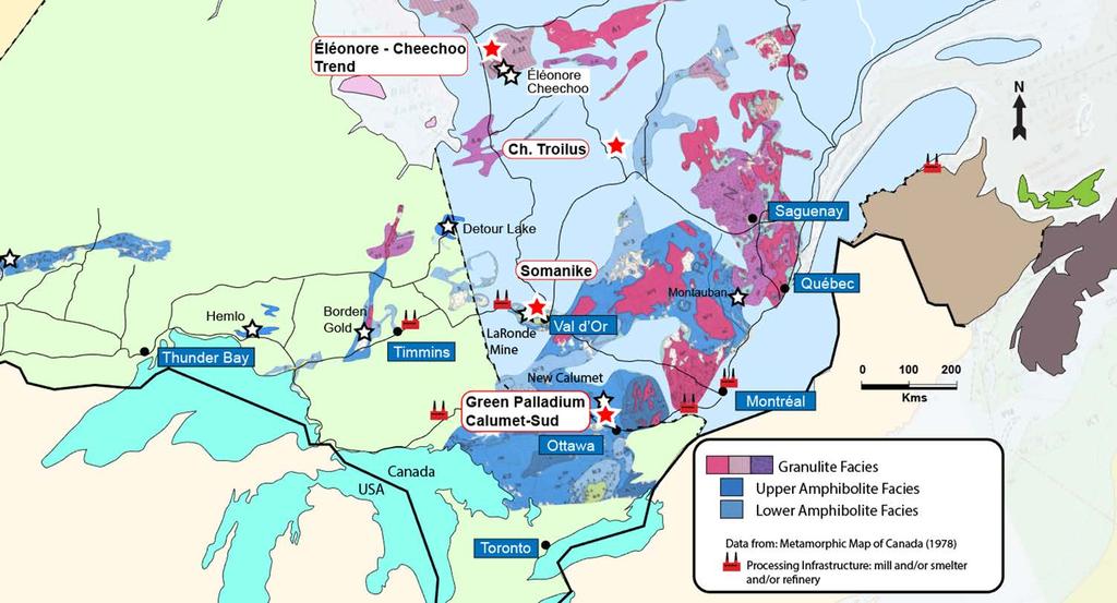 Sphinx Projects Projects Zinc: Calumet Sud: 100% under Agreement with SOQUEM PGE copper: Green Palladium: 100% Gold: