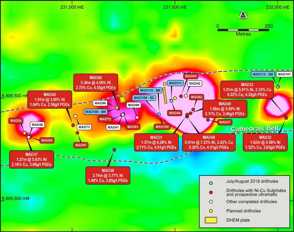 Investigators Prospect Multiple high-grade hits over a 1,300m strike High powered SAMSON electromagnetic (EM) survey identifies large areas of EM conductivity indicating potential for extensive