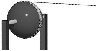 A cord is wrapped around a hollow 25.0 kg sphere which has a diameter of 0.300 m, and which rotates (frictionlessly) about an axis through its center. A 15.