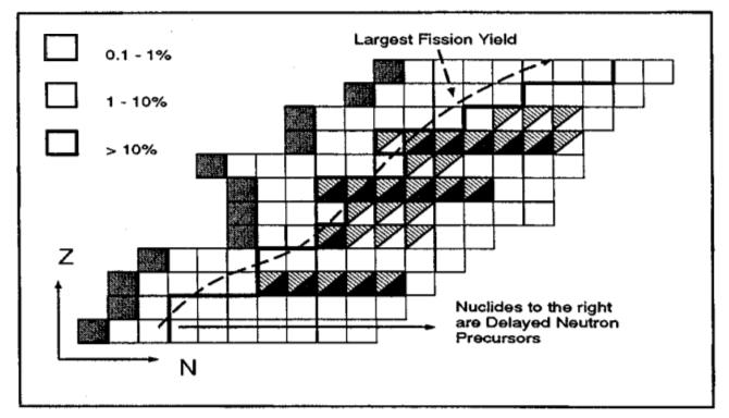 Beta-delayed processes Figure from NEACRP-L-323 (1990) Most fission fragments are beta-unstable.