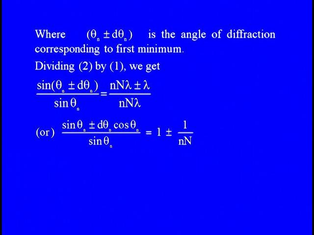 is given by capital N into a + b sine theta n + - d theta n = small n into capital N into lambda + lambda.