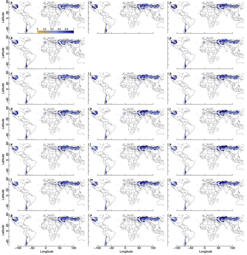 Supplementary Figure 10 Comparison of mean monthly soil moisture patterns between SOILWAT and GCMs.