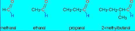 2. In aldehydes, the carbonyl (C=O) group has a hydrogen atom (H) attached to it together with