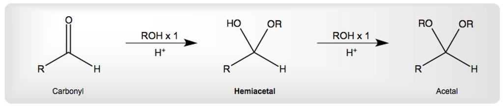 CONCEPT: MONOSACCHARIDES FORMING CYCLIC HEMIACETALS By definition, monosaccharides contain at least one carbonyl group and multiple alcohols. The nucleophilic addition of 1 eq.