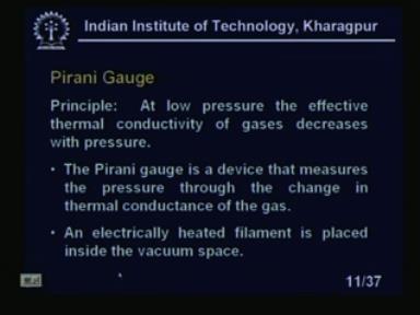 10 to the power minus 2 to 10 to the power plus 2 micron which is equal to 0.0013 to 13.3 Pascal. (Refer Slide Time: 17:00) Now pirani gauge, now this is all about the McLeod gauge.