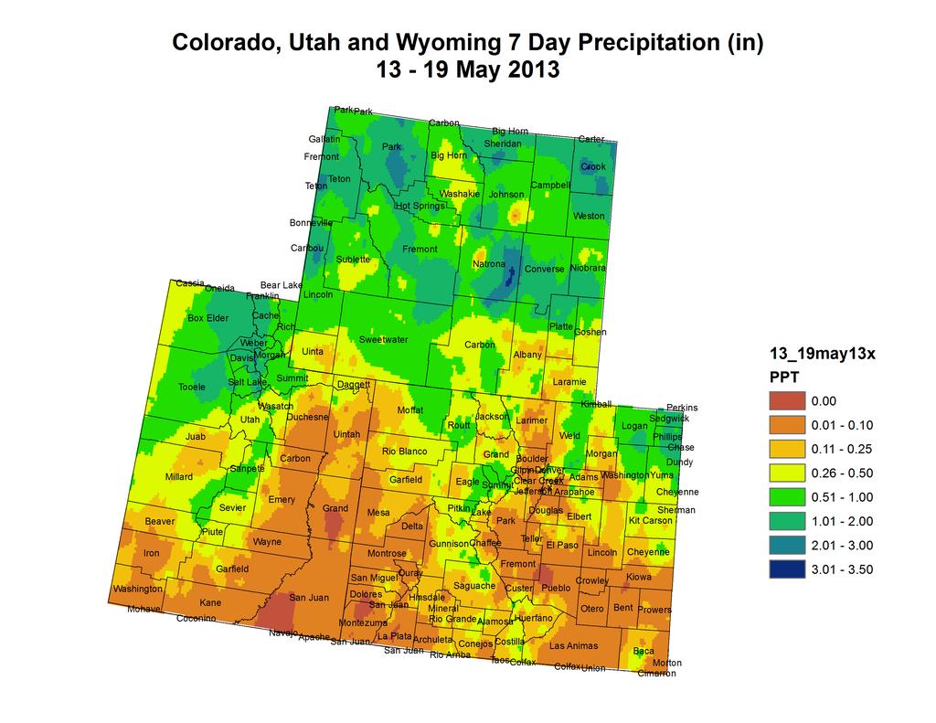 NIDIS Drought and Water Assessment PRECIPITATION The images above use daily precipitation statistics from NWS COOP, CoCoRaHS, and CoAgMet stations.