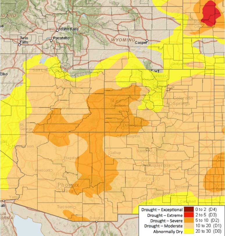 NIDIS Drought and Water Assessment Above is the most recent release of the U.S. Drought Monitor map for the UCRB region.
