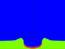 made of a drop moving upward and impacting a downward facing layer. For all of these cases D = 4.48 mm, h = 3.75 mm, and U = 1.5 m/s; only the magnitude of g was varied.