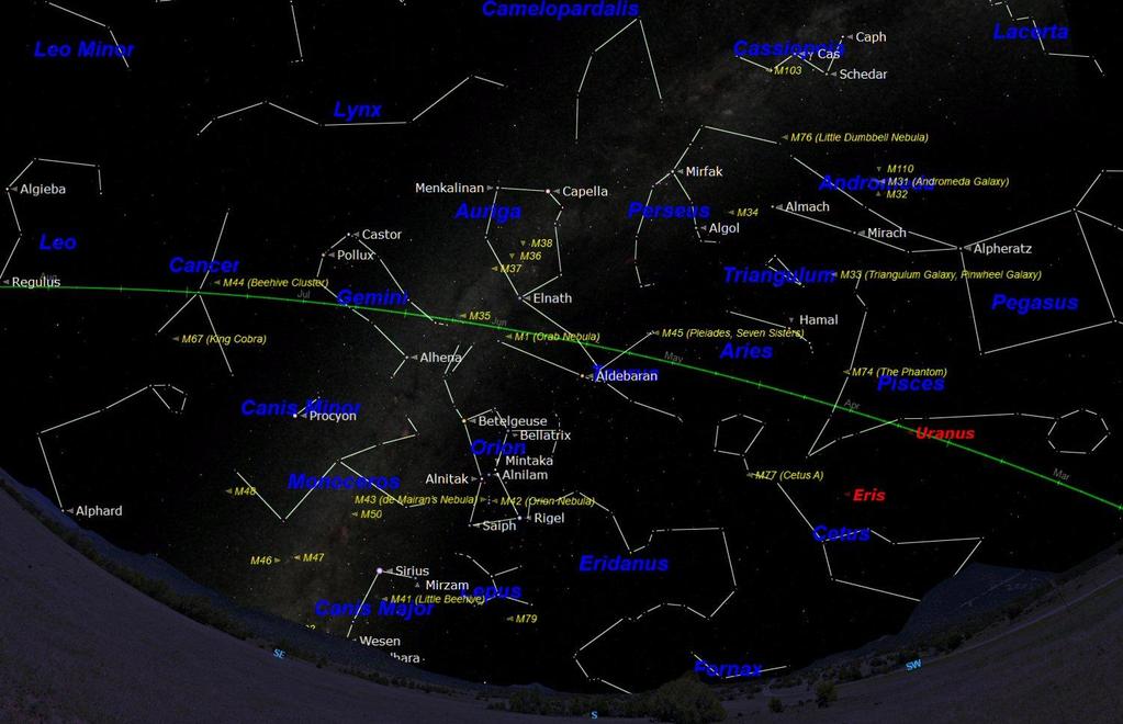 NEWBURY ASTRONOMICAL SOCIETY MONTHLY MAGAZINE JANUARY 2016 THE NIGHT SKY JANUARY 2016 The chart above shows the night sky looking south at about 21:00 on 15 th January.
