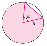 Find the area of the shaded region in the figure where α = π/6, b = 0. Write exact length. No calculator. 46.