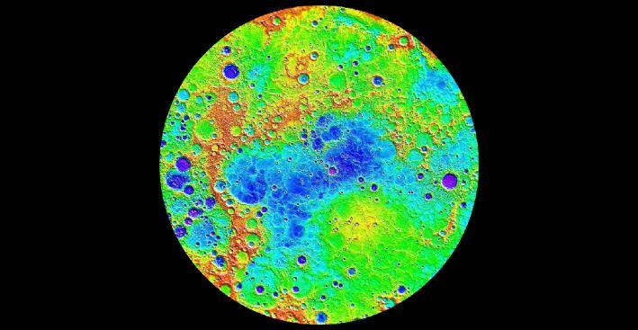 FIGURE 9.22 Mercury s Topography. The topography of Mercury s northern hemisphere is mapped in great detail from MESSENGER data.