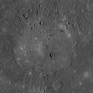 FIGURE 9.23 Caloris Basin. This partially flooded impact basin is the largest known structural feature on Mercury.